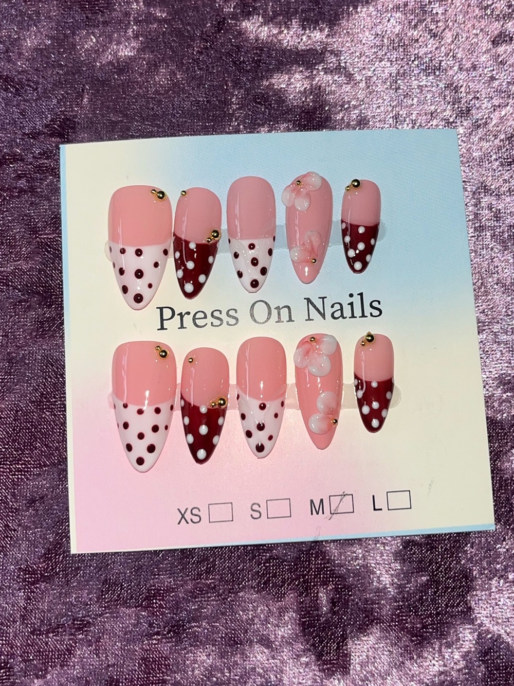 Pink & Burgundy Press-On Nail Set